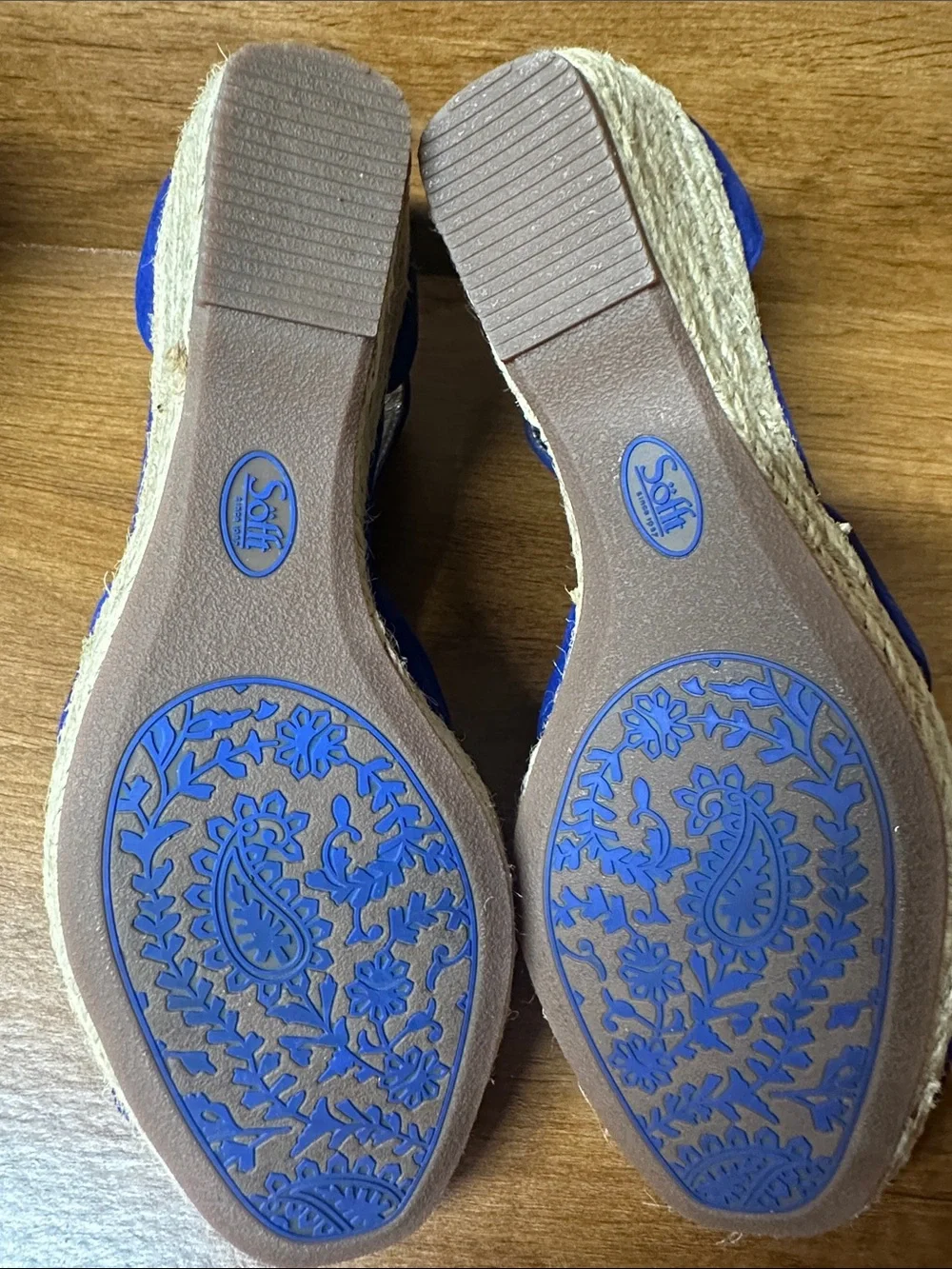 Sofft Blue Suede Wedge Sandals size 8 - Picture 6 of 6